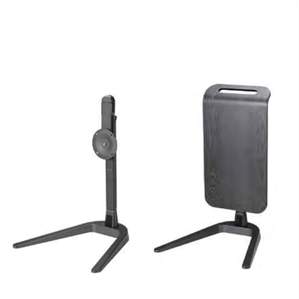 Højdejusterbart Sidebord 3 C Billede af Højdejusterbart sidebord i sort, med plads til en laptop eller en tablet. Bordet kan også bruges til en kop kaffe og en bog.