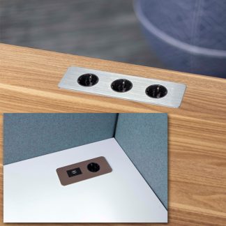 Billede af Kabelenhed til skrivebordet, med tilslutning af 1 - 3 el-stik, samt net-forbindelse, USB data, USB charge, VGA, HDMI og audio. Inkl. 3 m kabel.